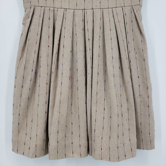 Modcloth Myrtlewood of California Dress L Taking the Train Fit & Flare Tweed Tan - Picture 5 of 8